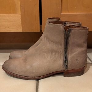 Frye Taupe Leather Ankle Boots